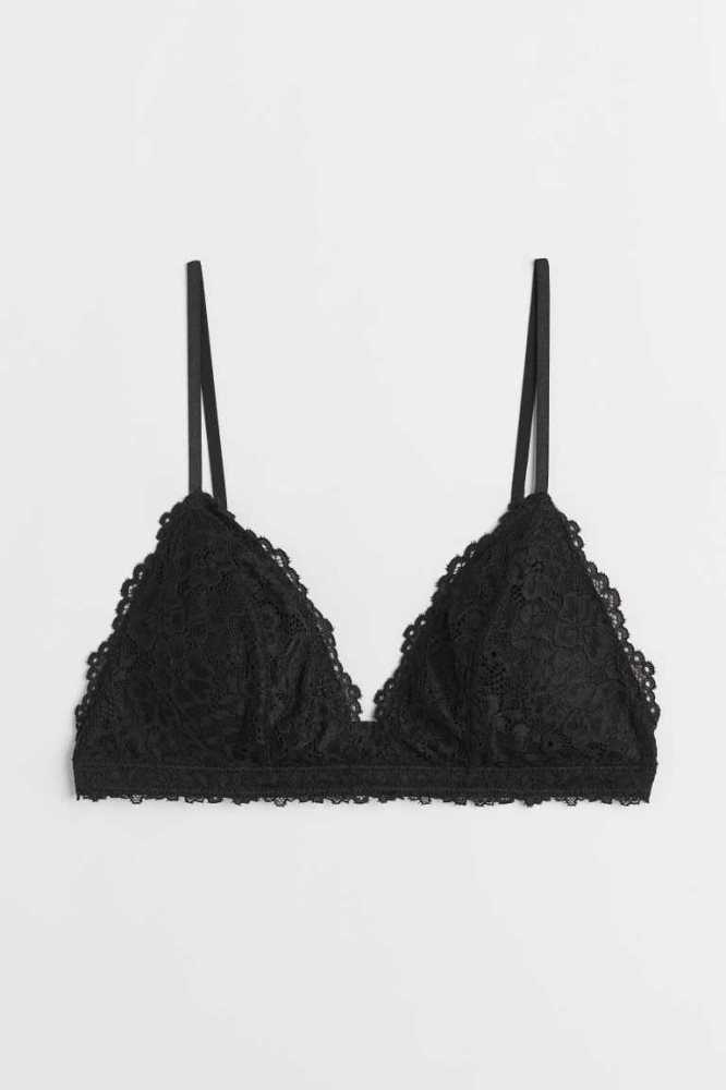 Lencería H&M Acolchado Encaje Bra Mujer Negros | 274305OQP