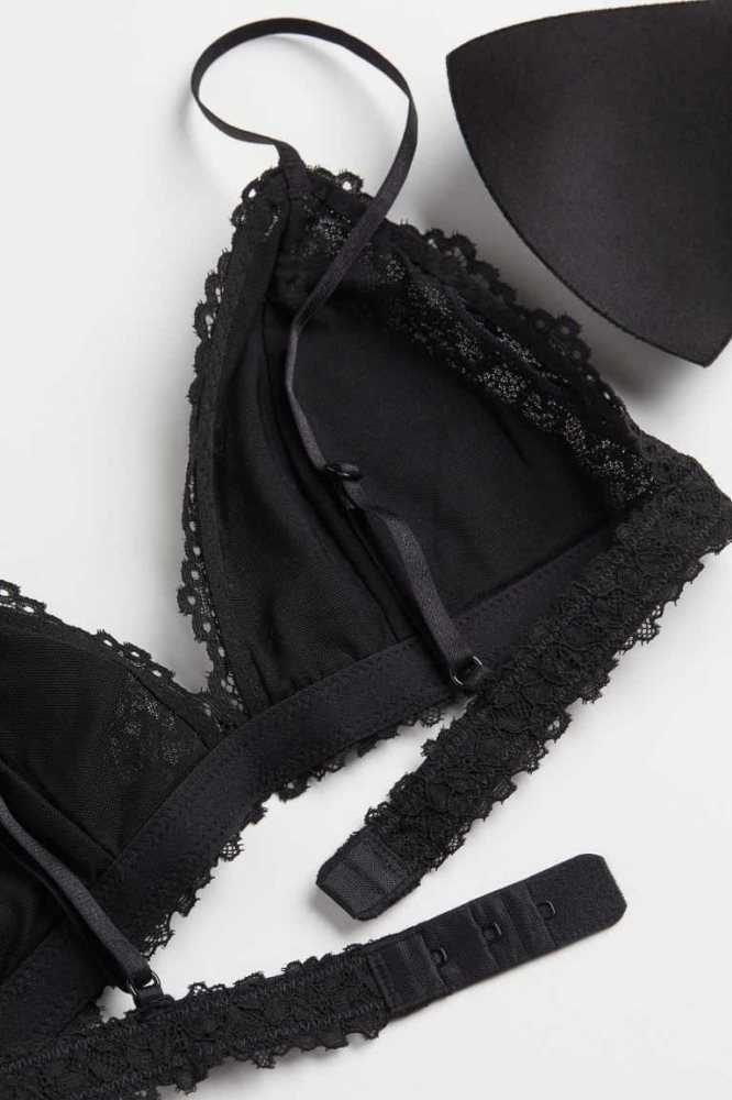 Lencería H&M Acolchado Encaje Bra Mujer Negros | 274305OQP