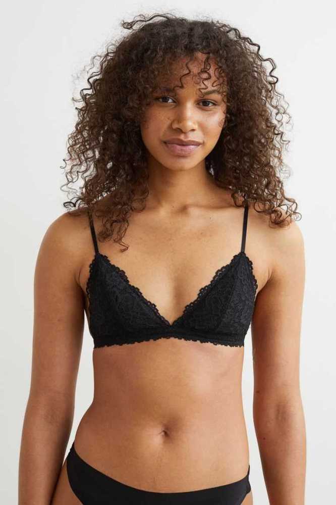 Lencería H&M Acolchado Encaje Bra Mujer Negros | 274305OQP