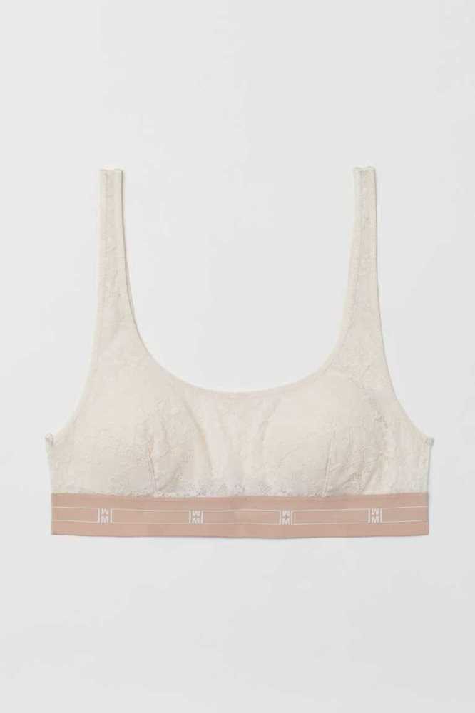 Lencería H&M Acolchado Encaje Bra Top Mujer Beige Claro | 982573HBA