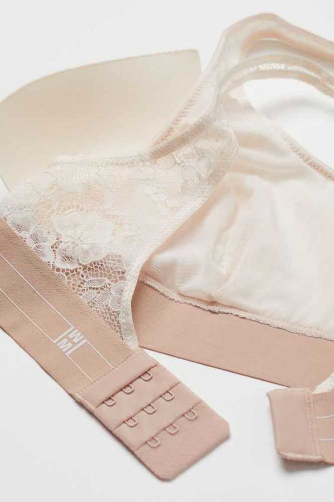 Lencería H&M Acolchado Encaje Bra Top Mujer Beige Claro | 982573HBA