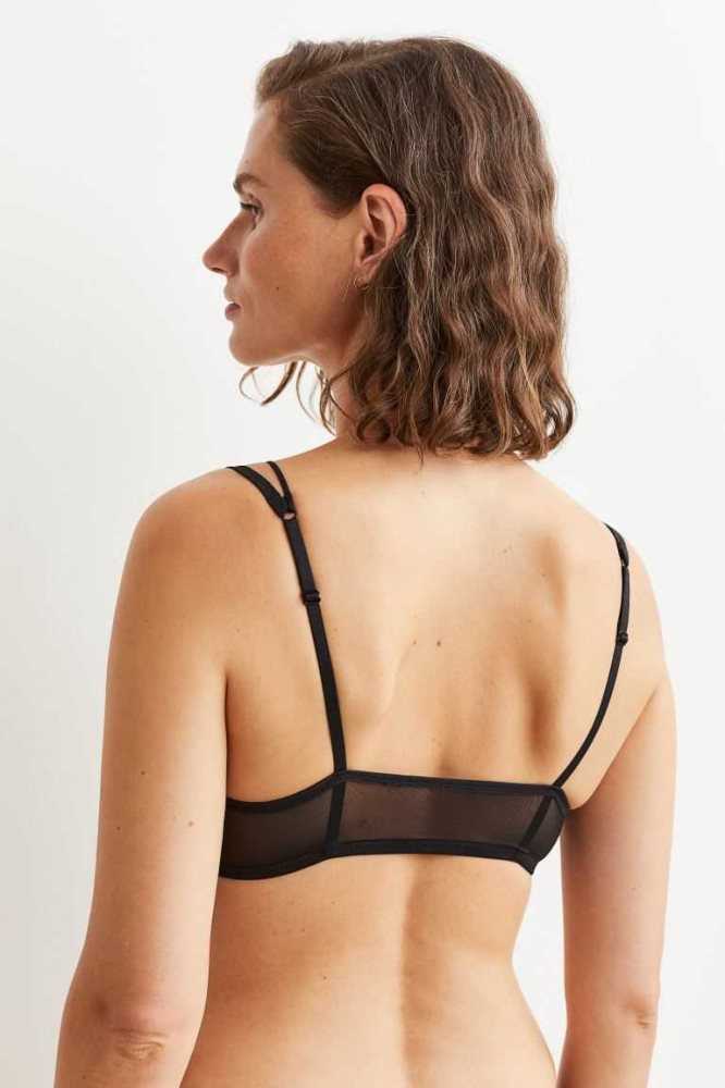 Lencería H&M Acolchado Mesh Bra Mujer Negros | 420957ZYL