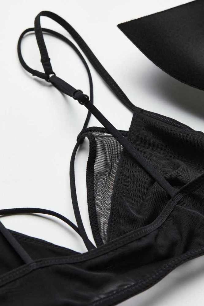 Lencería H&M Acolchado Mesh Bra Mujer Negros | 420957ZYL