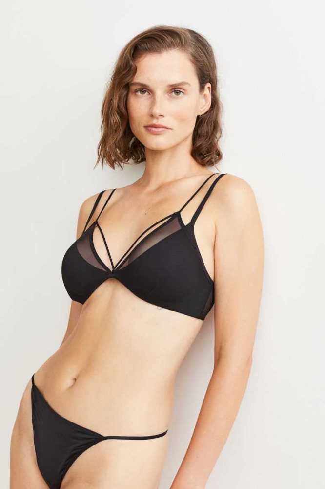 Lencería H&M Acolchado Mesh Bra Mujer Negros | 420957ZYL