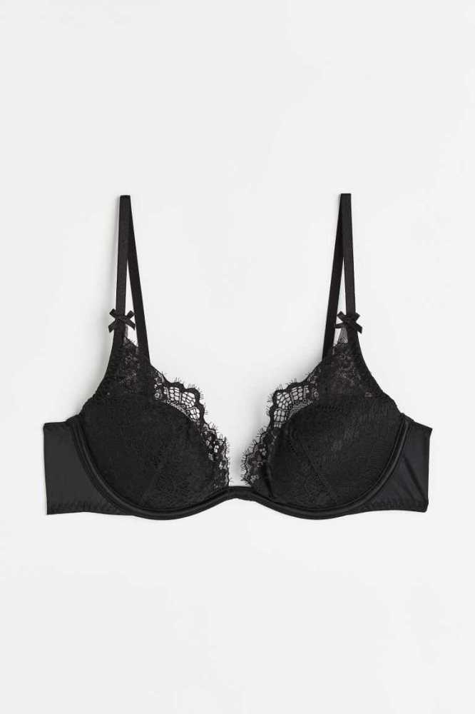 Lencería H&M Acolchado Underwire Bra Mujer Negros Leopardo | 047286MJG