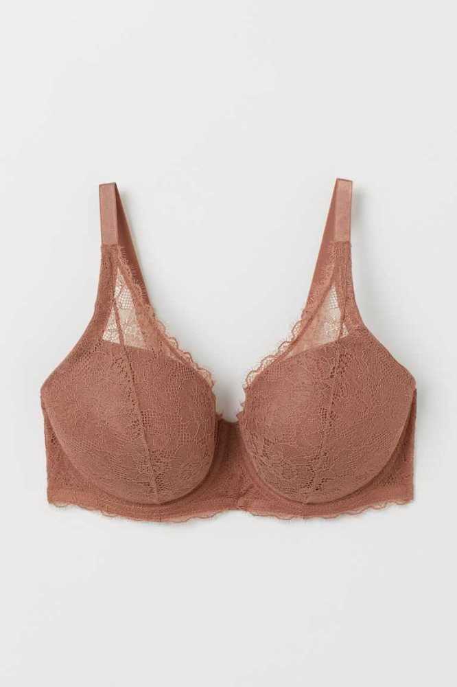 Lencería H&M Acolchado Underwire Encaje Bra Mujer Negros | 685910UVX