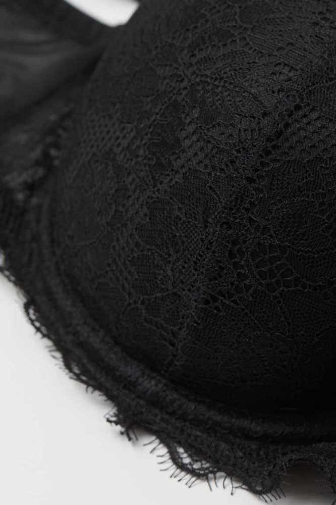 Lencería H&M Acolchado Underwire Encaje Bra Mujer Negros | 685910UVX