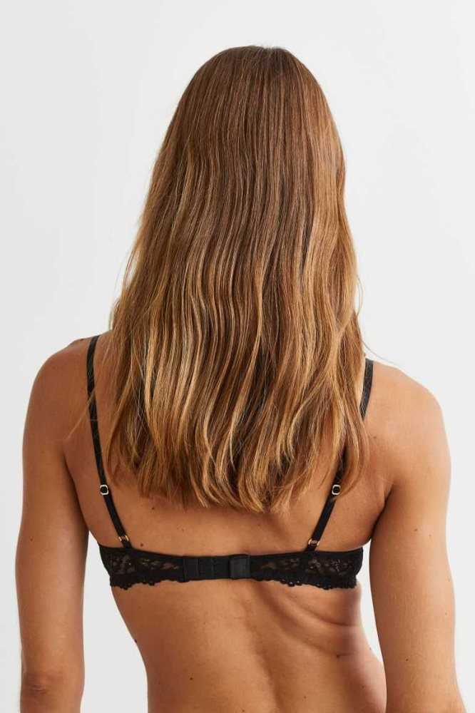 Lencería H&M Acolchado Underwire Encaje Bra Mujer Negros | 716458JBX