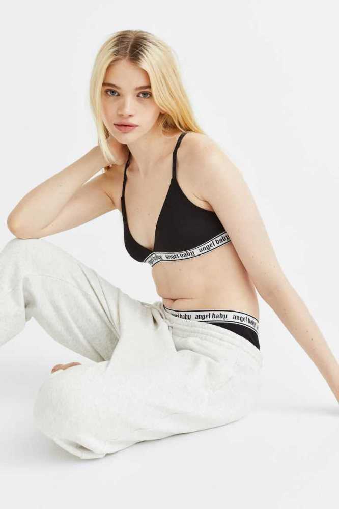 Lencería H&M Algodon Bra Top Mujer Negros | 527463NFP