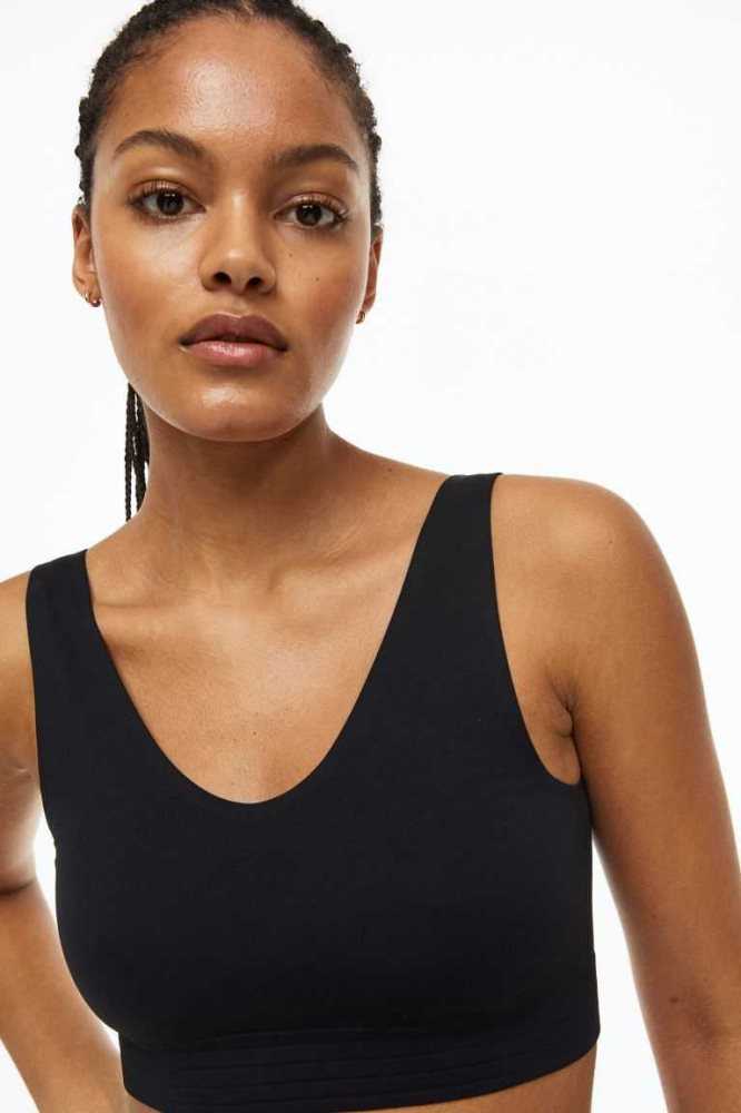 Lencería H&M DryMove Seamless Sports bra Mujer Creme | 085367JEF