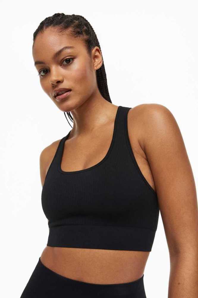 Lencería H&M DryMove Seamless Sports bra Mujer Naranjas | 142396SEI