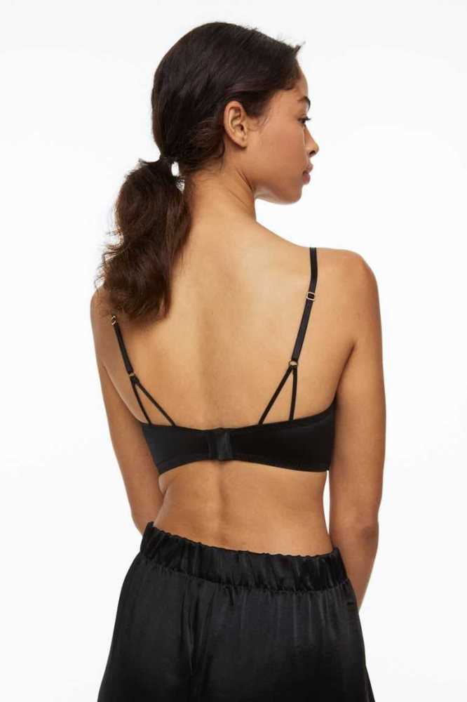 Lencería H&M Encaje Bustier Mujer Negros | 548137EIL