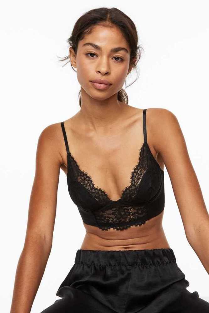 Lencería H&M Encaje Bustier Mujer Negros | 548137EIL