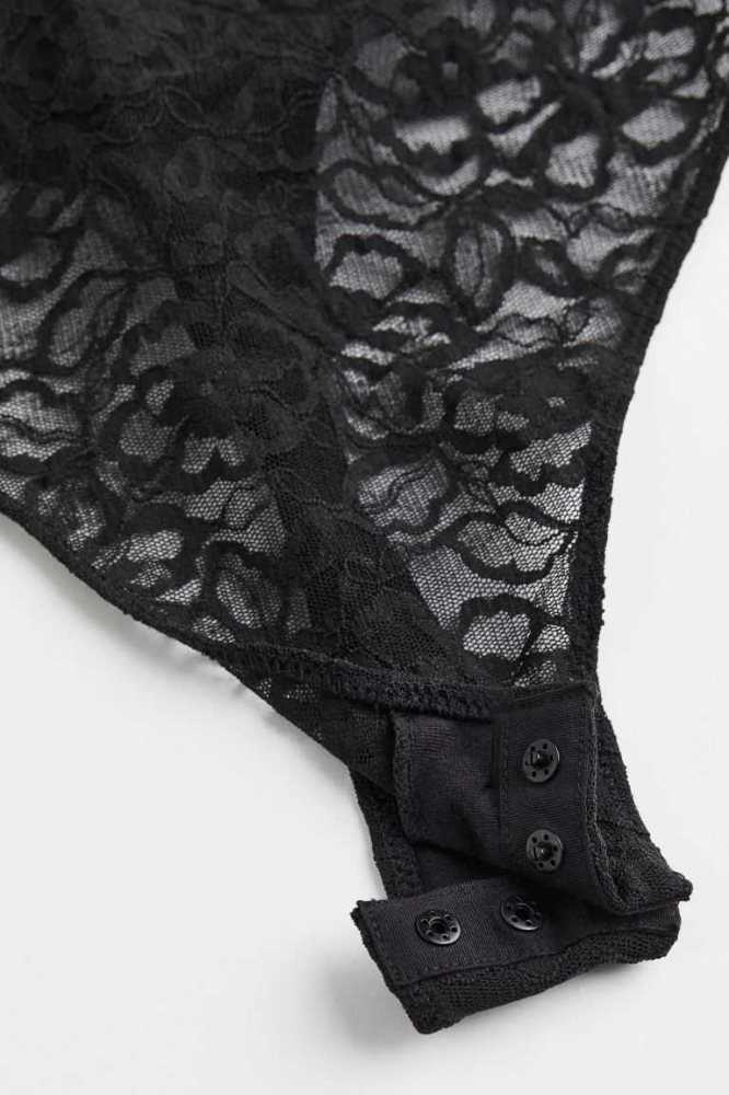 Lencería H&M Encaje Push-up Bodysuit Mujer Negros | 084751CND