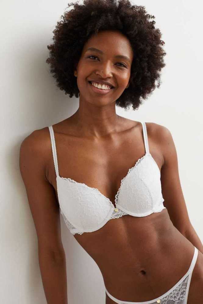 Lencería H&M Encaje Push-up Bra Mujer Blancos | 265174RKC