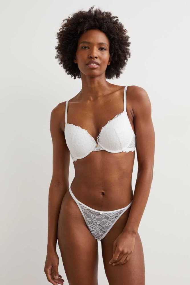 Lencería H&M Encaje Push-up Bra Mujer Blancos | 265174RKC