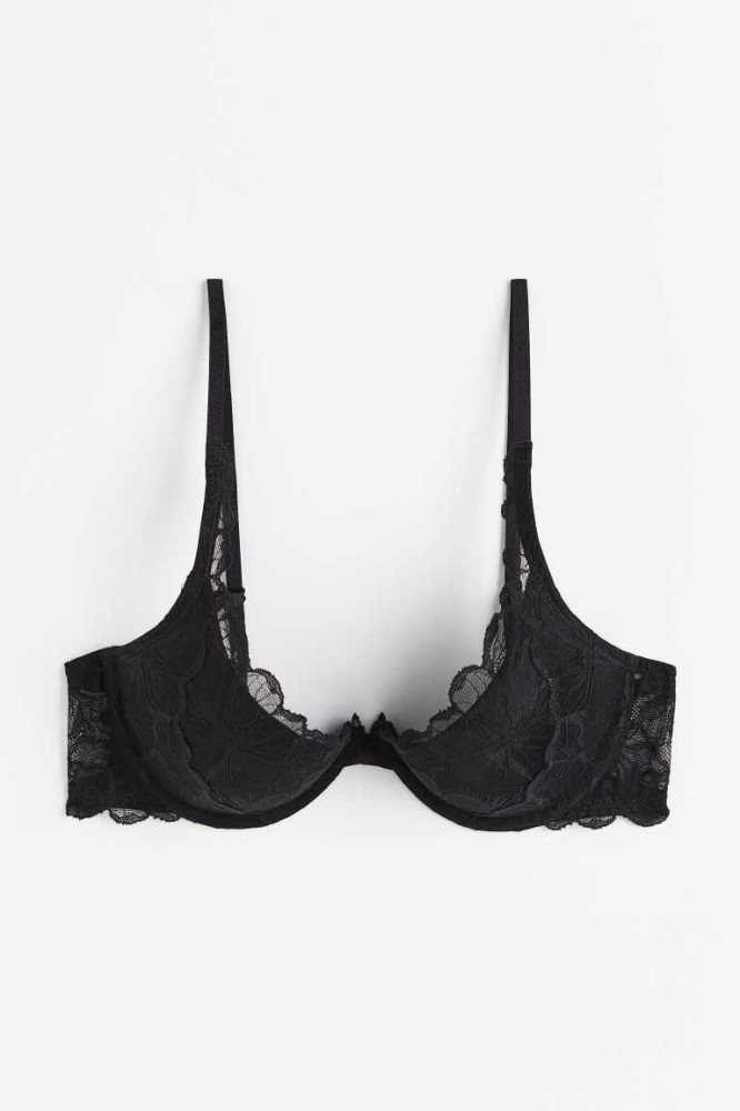 Lencería H&M Encaje Push-up Bra Mujer Negros | 648231TUJ