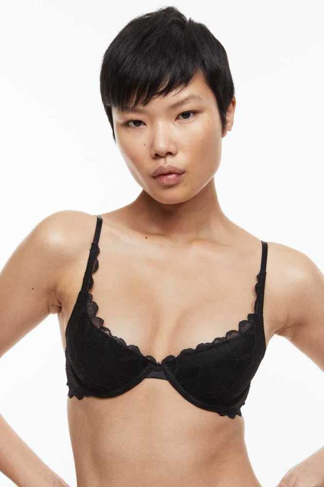 Lencería H&M Encaje Push-up Bra Mujer Negros | 648231TUJ