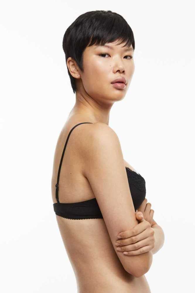 Lencería H&M Encaje Push-up Bra Mujer Negros | 849536HPB