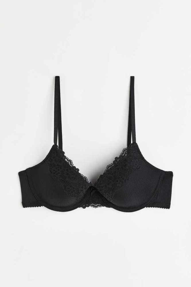 Lencería H&M Encaje Push-up Bra Mujer Negros | 849536HPB