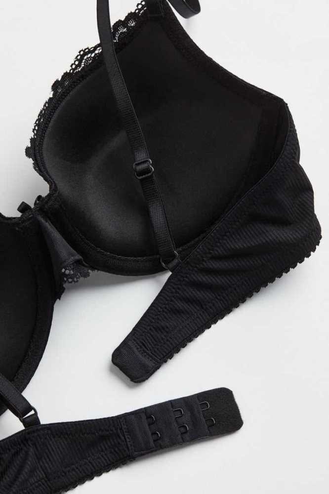 Lencería H&M Encaje Push-up Bra Mujer Negros | 849536HPB