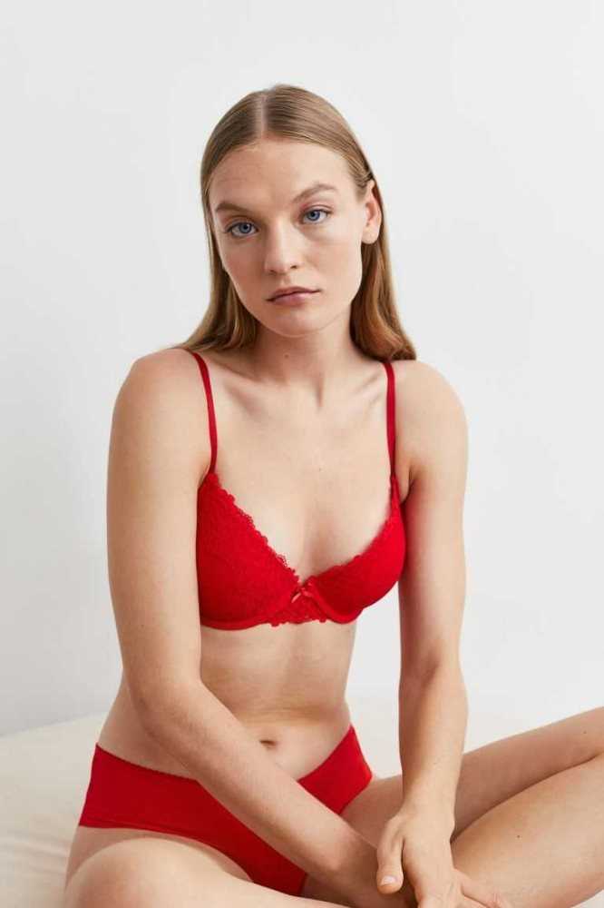 Lencería H&M Encaje Push-up Bra Mujer Rojos | 096812FYK