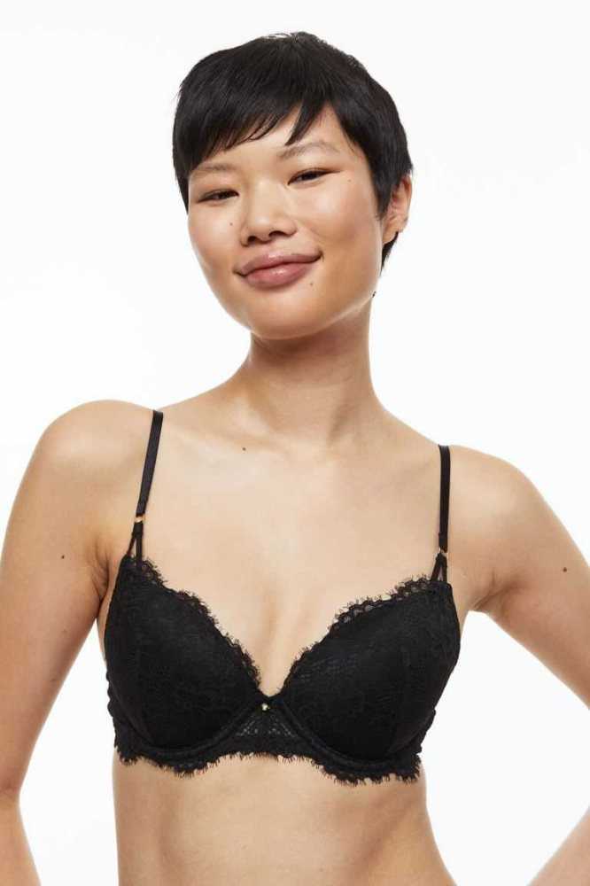 Lencería H&M Encaje Push-up Bra Mujer Rosas Claro | 416739USC