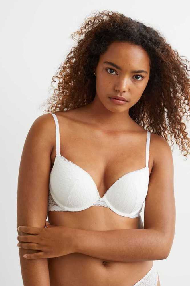 Lencería H&M Encaje Super Push-up Bra Mujer Blancos | 325917EJY