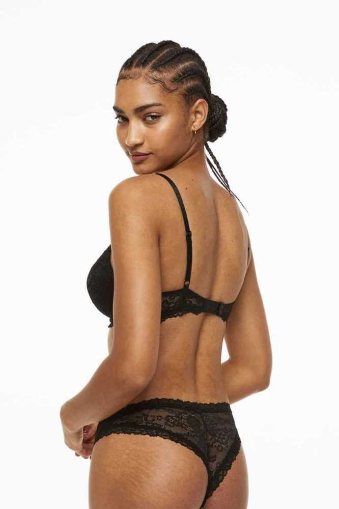 Lencería H&M Encaje Super Push-up Bra Mujer Negros | 713546JPI