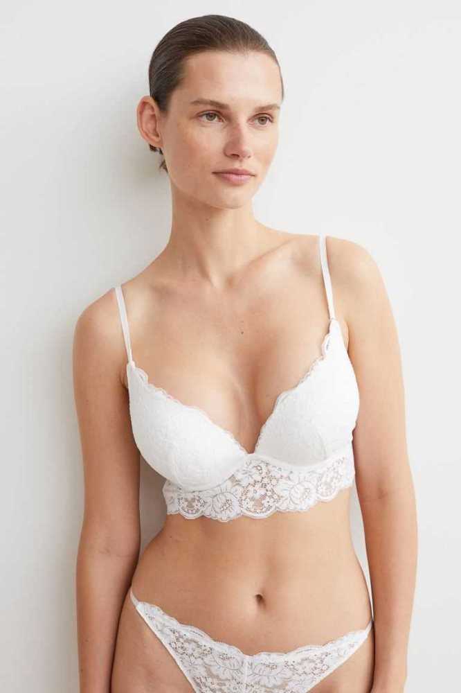 Lencería H&M Encaje Super Push-up Bralette Mujer Blancos | 231956NGE