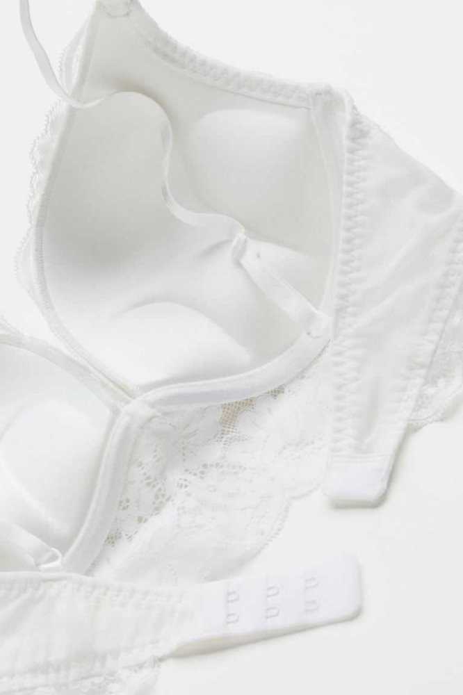 Lencería H&M Encaje Super Push-up Bralette Mujer Blancos | 231956NGE