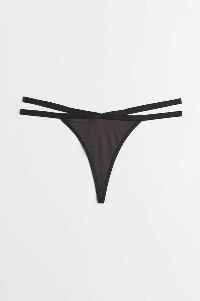 Lencería H&M Heart-detail Tanga Briefs Mujer Negros | 980615VRK