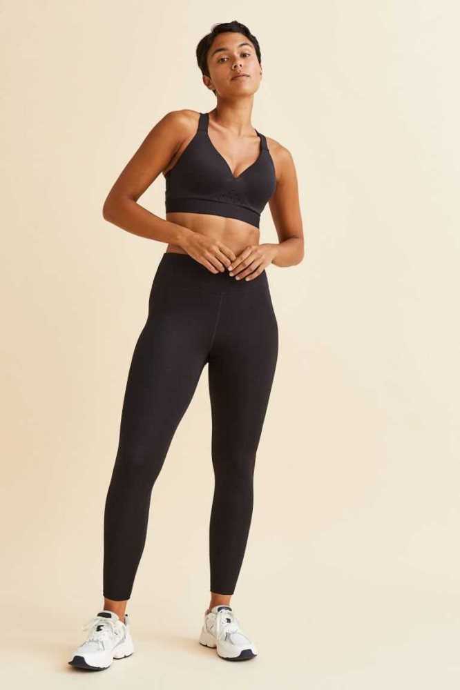 Lencería H&M High Support Sports Bra Mujer Negros | 839706YMI