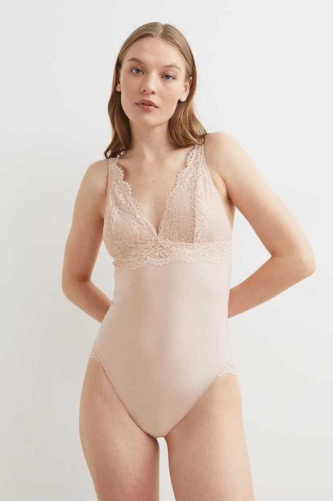 Lencería H&M Light Shaping Acolchado-cup Bodysuit Mujer Negros | 602847RNS