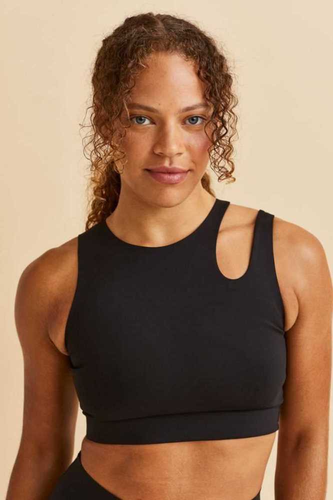 Lencería H&M Light Support Sports Bralette Mujer Negros | 253976TKN