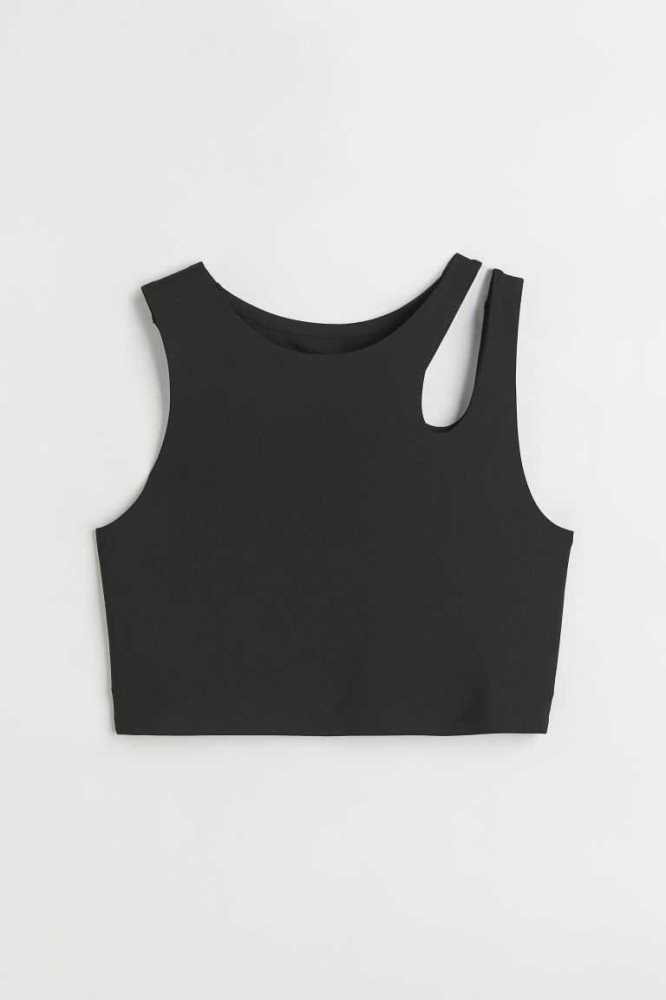 Lencería H&M Light Support Sports Bralette Mujer Negros | 253976TKN