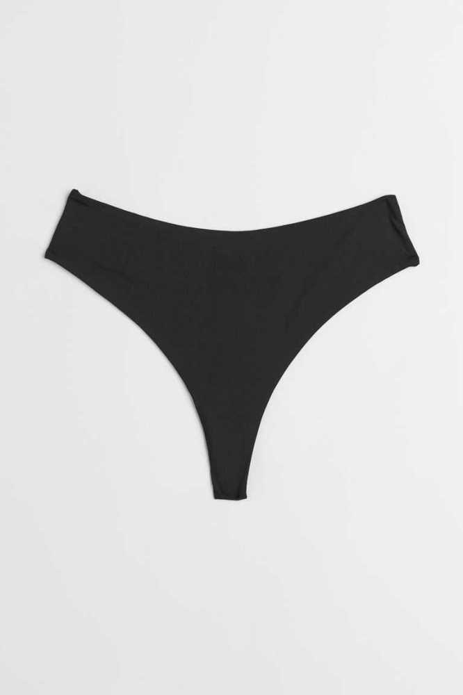 Lencería H&M Microfiber Tanga Briefs Mujer Negros | 547936GSQ