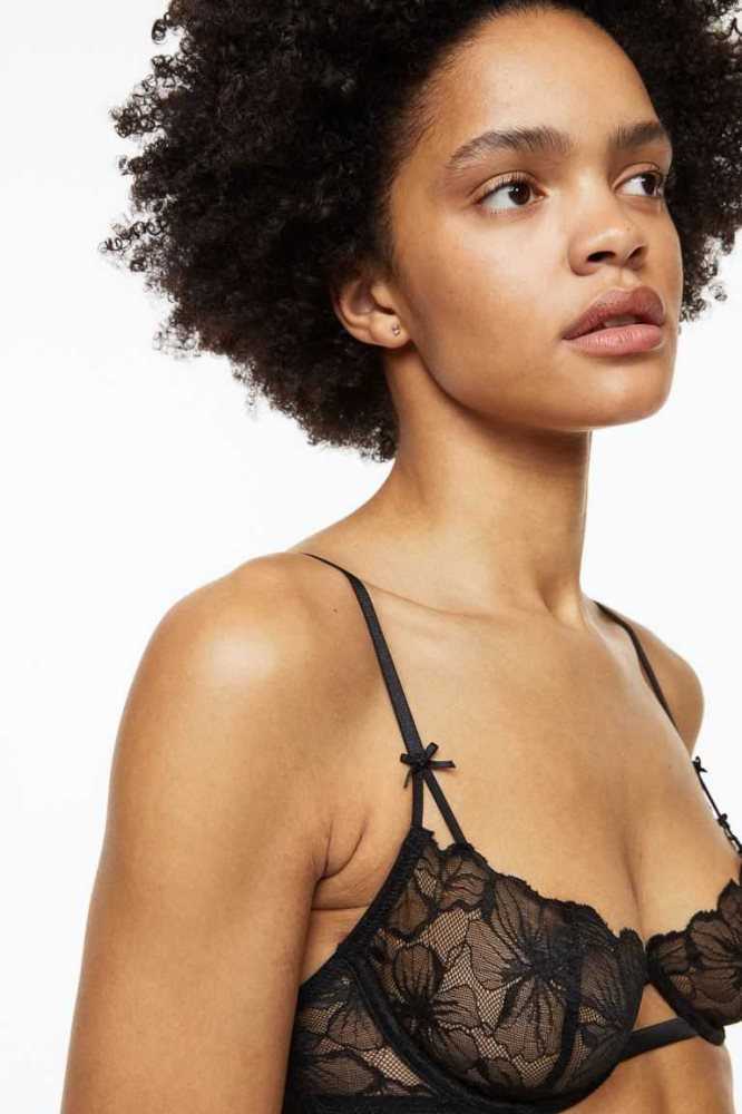 Lencería H&M Non-padded Underwire Encaje Bra Mujer Rosas Claro | 346021JCR