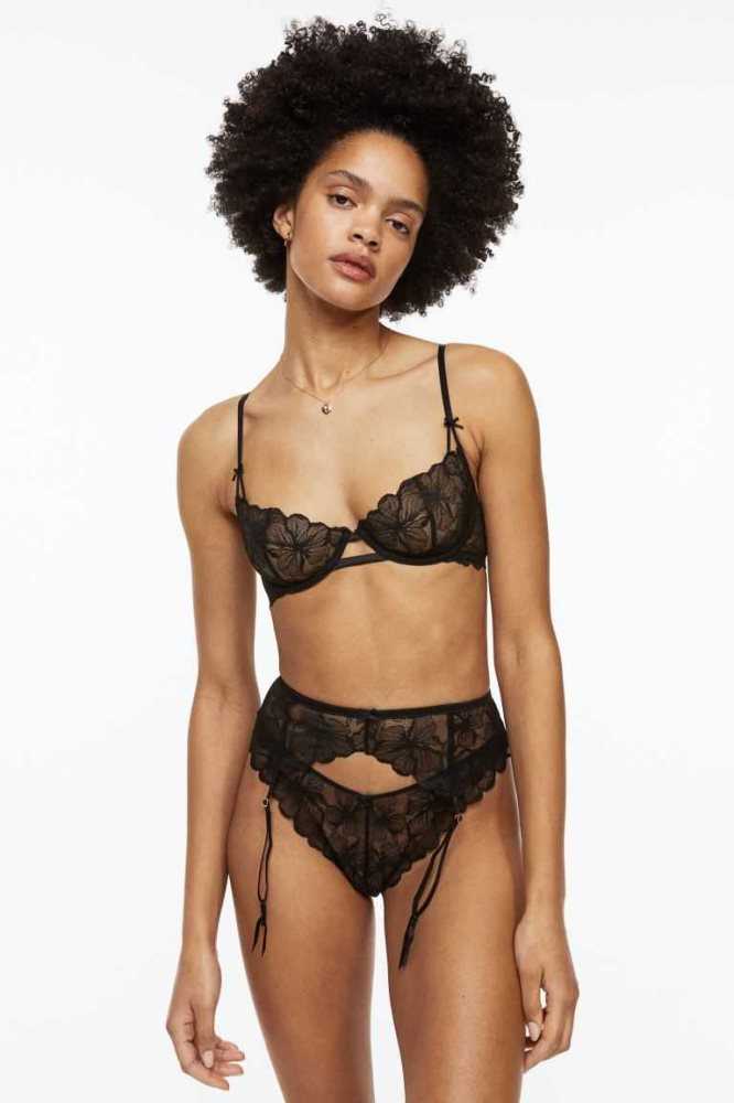 Lencería H&M Non-padded Underwire Encaje Bra Mujer Rosas Claro | 346021JCR