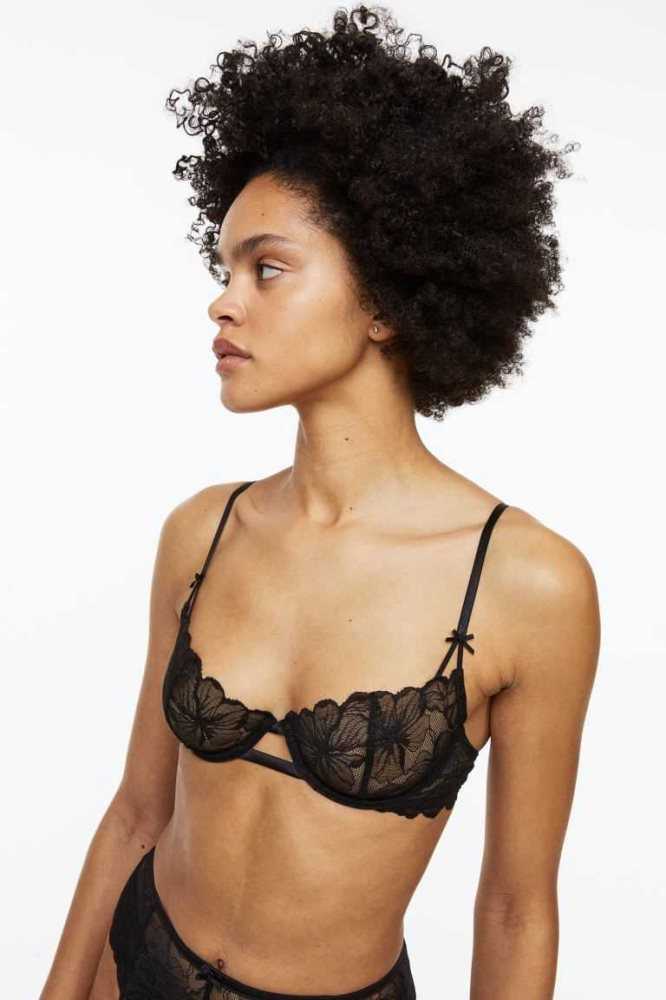 Lencería H&M Non-padded Underwire Encaje Bra Mujer Rosas Claro | 346021JCR