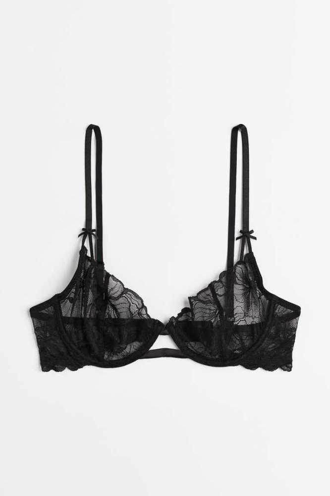 Lencería H&M Non-padded Underwire Encaje Bra Mujer Rosas Claro | 346021JCR