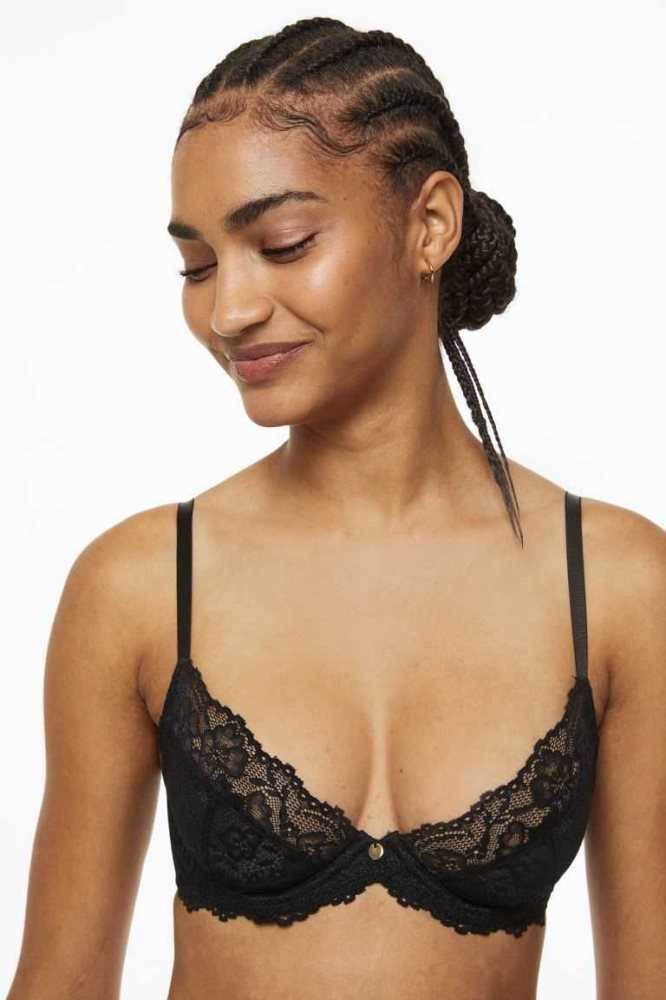 Lencería H&M Non-padded Underwire Encaje Bra Mujer Turquesa Claro | 540319EGL