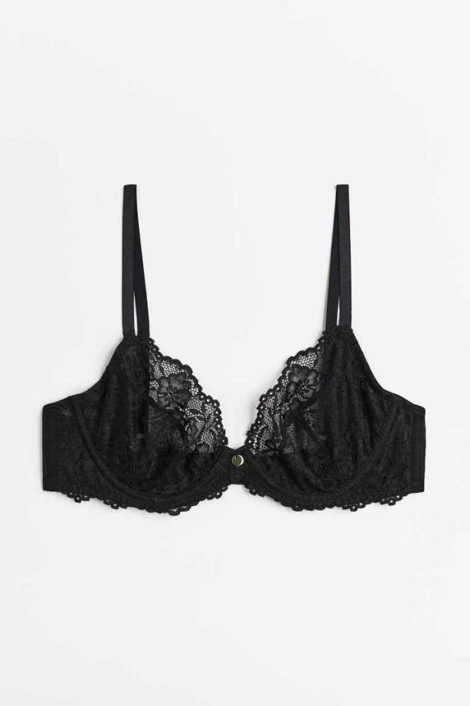 Lencería H&M Non-padded Underwire Encaje Bra Mujer Turquesa Claro | 540319EGL