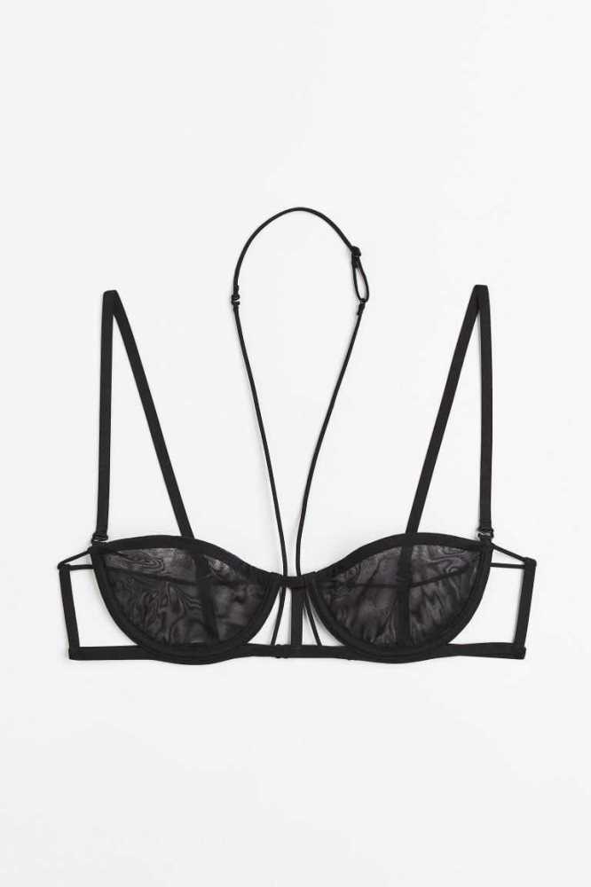 Lencería H&M Non-padded Underwire Mesh Bra Mujer Fucsia | 368029SNV