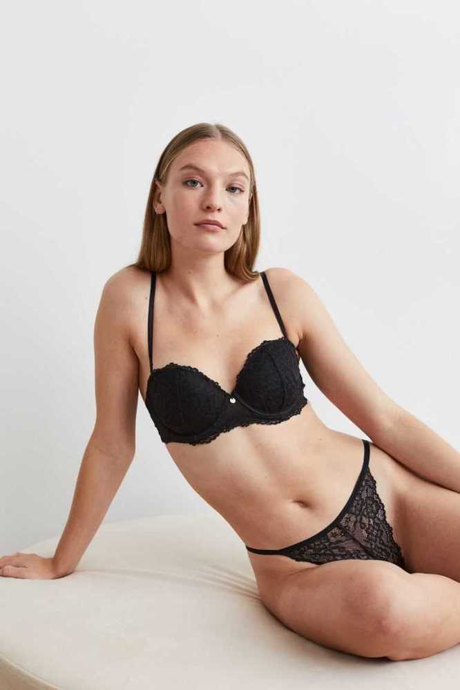 Lencería H&M Push-up Balconette Bra Mujer Negros | 438190ACO