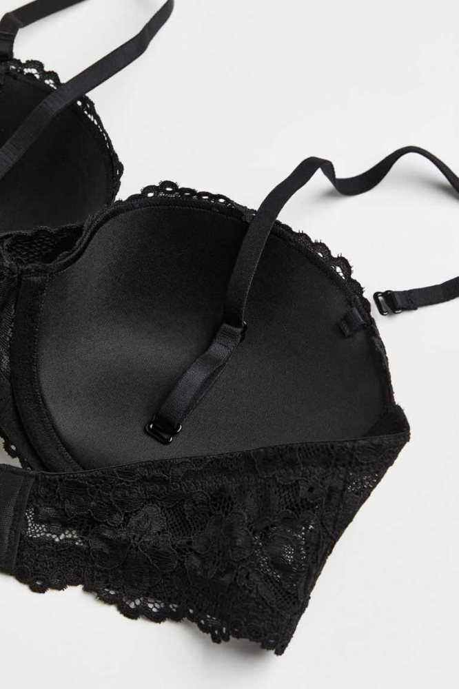 Lencería H&M Push-up Balconette Bra Mujer Negros | 438190ACO