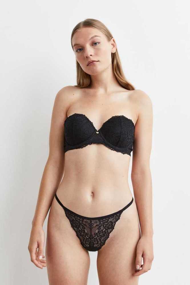 Lencería H&M Push-up Balconette Bra Mujer Negros | 438190ACO