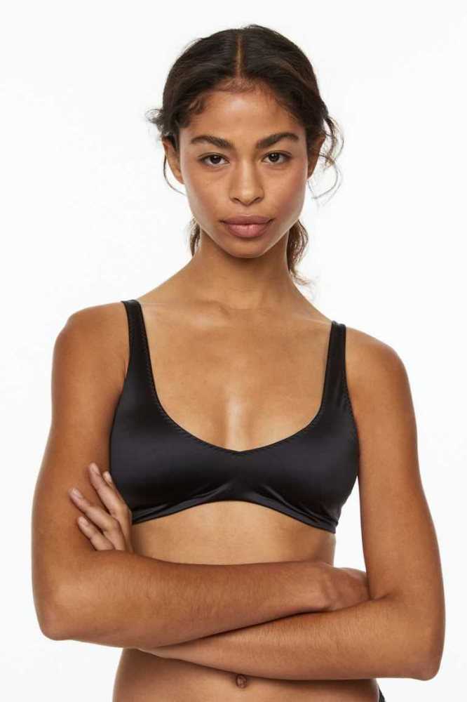 Lencería H&M Satin padded bra Mujer Grises Oscuro | 832651HIF