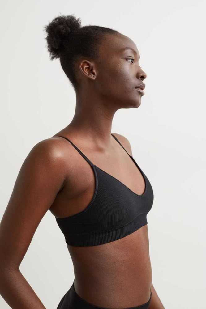 Lencería H&M Seamless Acolchado Bra Mujer Negros | 528047IWS