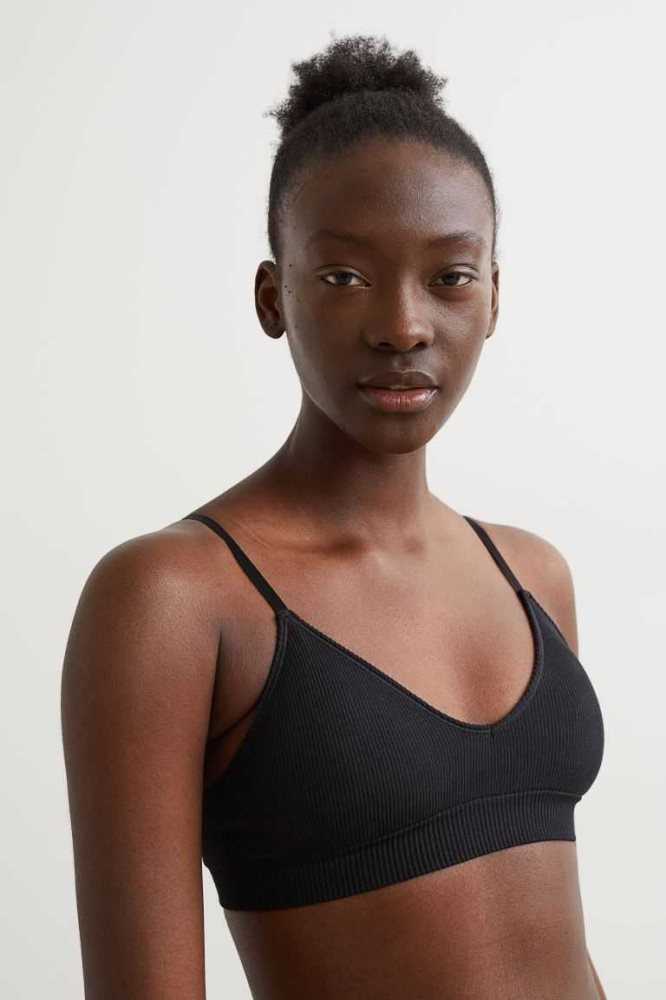 Lencería H&M Seamless Acolchado Bra Mujer Negros | 528047IWS